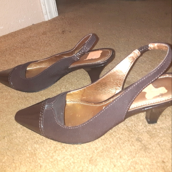 Women's Slingback High Heels SJD Size 7 Rich Brown - Picture 2 of 8